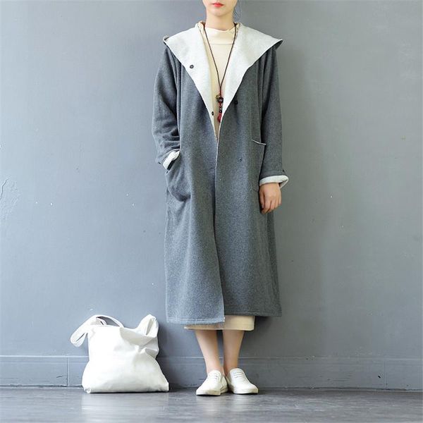scuwlinen 2020 autumn winter jacket women solid vintage hooded covered button loose long thickening cotton fleece hoodies s461, Black
scuwlinen 2020 autumn winter jacket women solid vintage hooded covered button loose long thickening cotton fleece hoodies s461, Black