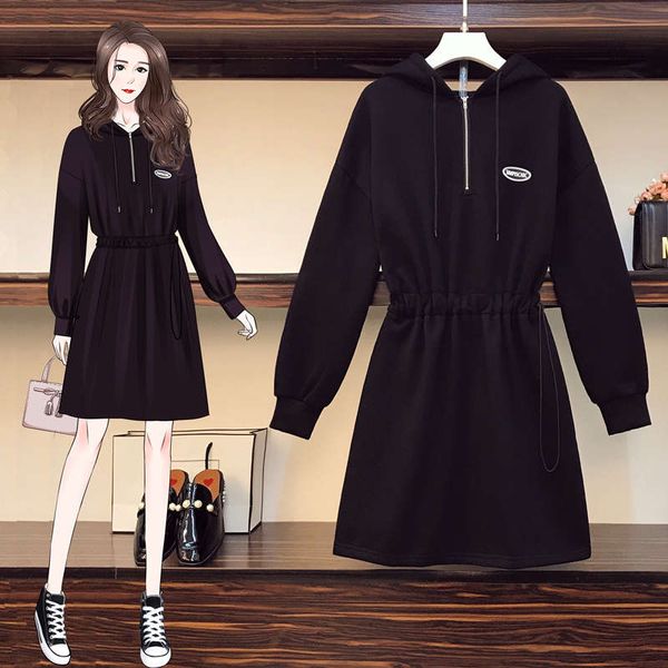 large women's wear fall / winter 2020 new fat sister waist slim foreign style mid long hooded sweater dress, Black
large women's wear fall / winter 2020 new fat sister waist slim foreign style mid long hooded sweater dress, Black