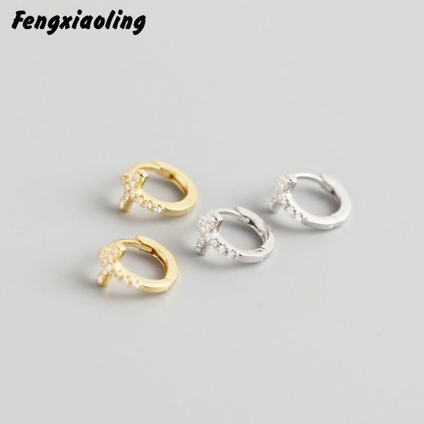 fengxiaoling 100% 925 sterling silver hoop earrings mini zircon classic cross earrings for women fine jewelry cute accessories, Golden;silver
fengxiaoling 100% 925 sterling silver hoop earrings mini zircon classic cross earrings for women fine jewelry cute accessories, Golden;silver