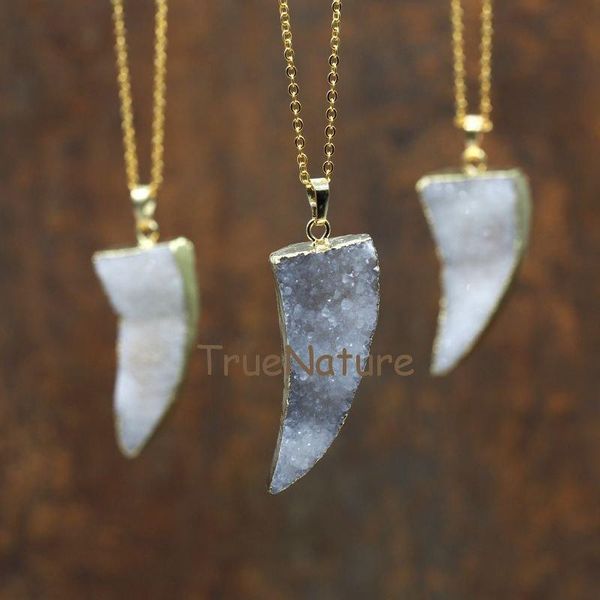 pendant necklaces wholesale crystal quartz druzy cluster necklace gold electroplated horn charm chains in 16-32 inch nm5840, Silver
pendant necklaces wholesale crystal quartz druzy cluster necklace gold electroplated horn charm chains in 16-32 inch nm5840, Silver