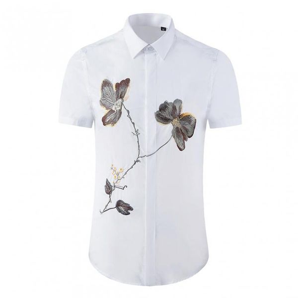 classic white mens shirts luxury flower embroidery short sleeve casual mens dress shirts slim male camisa masculina 3xl, White;black
classic white mens shirts luxury flower embroidery short sleeve casual mens dress shirts slim male camisa masculina 3xl, White;black