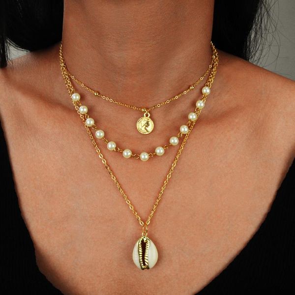 natural shell pendant item embellishment elegant pearl multi-layer necklace collar chain woman, Silver
natural shell pendant item embellishment elegant pearl multi-layer necklace collar chain woman, Silver