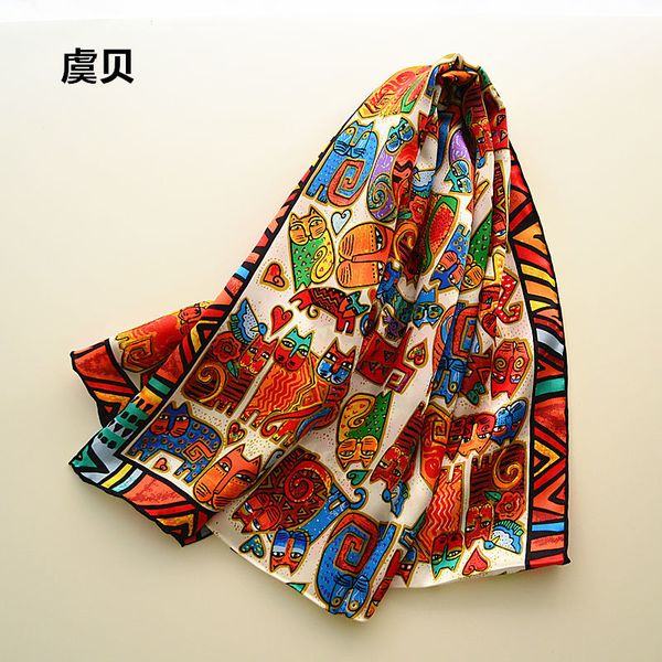 bright cartoon cats long scarf women natural silk scarves printed wrap shawl foulard femme bandana christmas gift for lady girl y201007, Blue;gray
bright cartoon cats long scarf women natural silk scarves printed wrap shawl foulard femme bandana christmas gift for lady girl y201007, Blue;gray
