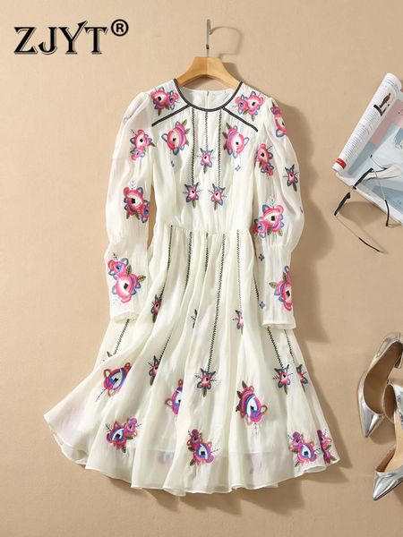 runway fashion spring puff sleeve flower embroidery dress for woman 2022 elegant female knee length party holiday vestidos robes, Black
runway fashion spring puff sleeve flower embroidery dress for woman 2022 elegant female knee length party holiday vestidos robes, Black