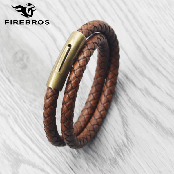 link, chain firebros ancient bronze stainless steel magnetic clasp vintage brown multilayer braid genuine leather bracelet men punk jewelry, Black
link, chain firebros ancient bronze stainless steel magnetic clasp vintage brown multilayer braid genuine leather bracelet men punk jewelry, Black