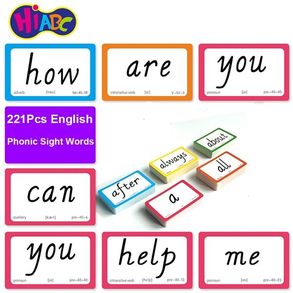 221pcs english sight words card phonics words flashcards learning educational toys for children juguetes educativos kids games y200428
221pcs english sight words card phonics words flashcards learning educational toys for children juguetes educativos kids games y200428