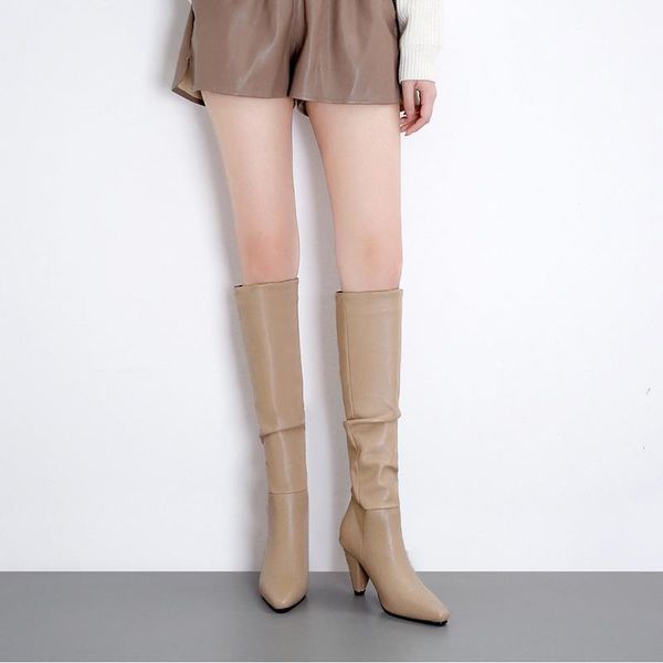 pleated high tube boot 2021 autumn and winter fashion solid color thick heel high-heeled knee-high casual women's boots, Black
pleated high tube boot 2021 autumn and winter fashion solid color thick heel high-heeled knee-high casual women's boots, Black