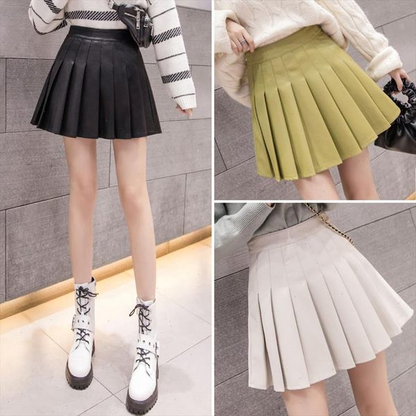real s2021 new school style ins small leather skirt a line skirt umbrella versatile high waist show thin pleated, Black
real s2021 new school style ins small leather skirt a line skirt umbrella versatile high waist show thin pleated, Black