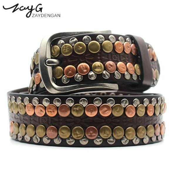 zayg fashion hip-hop color rivet neutral belts pin buckle straps national wind leather unique inlaid jeans belts, Black;brown
zayg fashion hip-hop color rivet neutral belts pin buckle straps national wind leather unique inlaid jeans belts, Black;brown