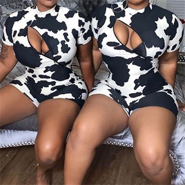omsj summer streetwear trendy women jumpsuit cow print short sleeve zipper cutout o-neck unique skinny playsuit new style y200904, Black;white
omsj summer streetwear trendy women jumpsuit cow print short sleeve zipper cutout o-neck unique skinny playsuit new style y200904, Black;white