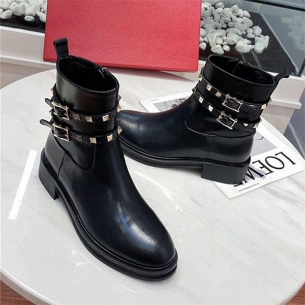 fashion straps women ankle boots rivets studded genuine leather short booties low heel riding boots autumn dress shoes woman, Black
fashion straps women ankle boots rivets studded genuine leather short booties low heel riding boots autumn dress shoes woman, Black