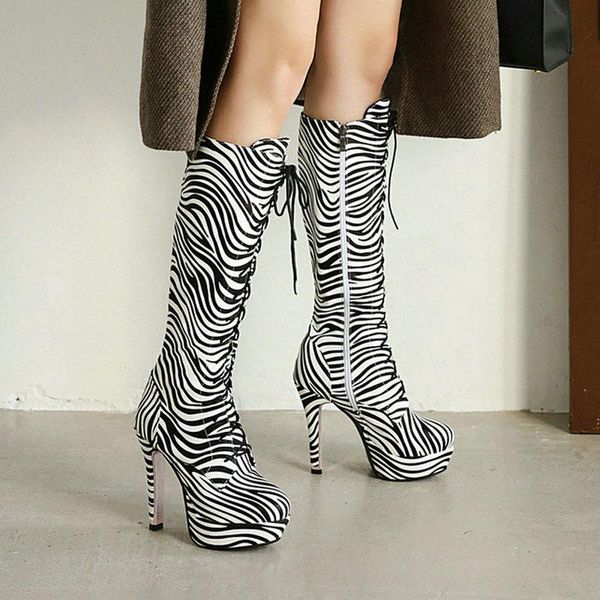 boots 2021 pu leather women knee high platform thin heel ladies long zebra pattern snake print winter shoe, Black
boots 2021 pu leather women knee high platform thin heel ladies long zebra pattern snake print winter shoe, Black