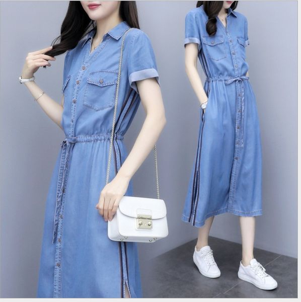 2020 new women's summer slim mid-length skirt skirtshirt long skirt dress denim short sleeve casual split shirt long dress 26by3, Black;gray
2020 new women's summer slim mid-length skirt skirtshirt long skirt dress denim short sleeve casual split shirt long dress 26by3, Black;gray