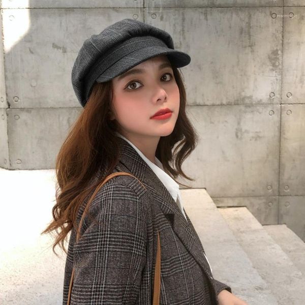 Winter 2020 black beret Vintage Women Plaid Hat Newsboy Beret Cap fashion casual women's hats Korean Retro Octagonal Cap gorras1, Blue;gray
Winter 2020 black beret Vintage Women Plaid Hat Newsboy Beret Cap fashion casual women's hats Korean Retro Octagonal Cap gorras1, Blue;gray