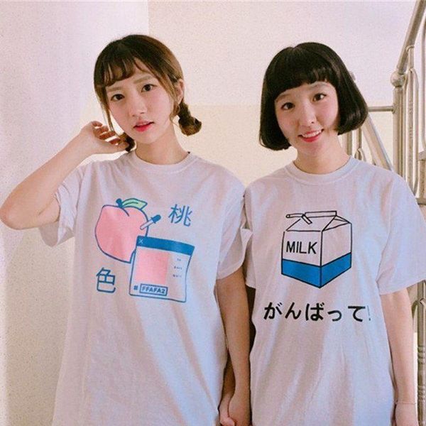 kawaii ulzzang harajuku aesthetic t-shirt milk cartoon short sleeve peach print tees korean fashion casual women clothing, White
kawaii ulzzang harajuku aesthetic t-shirt milk cartoon short sleeve peach print tees korean fashion casual women clothing, White