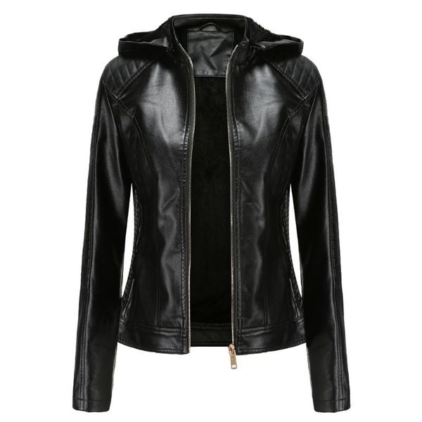 2020 New Autumn Winter Women Hooded Solid Color Pu Leather Jacket Female Thick Warm Short Jacket Ladys Motorcycle, Black
2020 New Autumn Winter Women Hooded Solid Color Pu Leather Jacket Female Thick Warm Short Jacket Ladys Motorcycle, Black