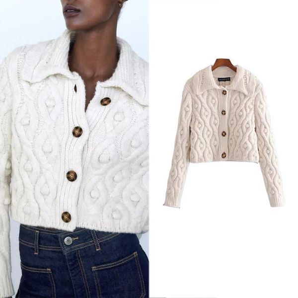 women's knits & tees female casual and versatile retro twist knitwear autumn winter dot turn-down slim look solid color sweater coat, White
women's knits & tees female casual and versatile retro twist knitwear autumn winter dot turn-down slim look solid color sweater coat, White
