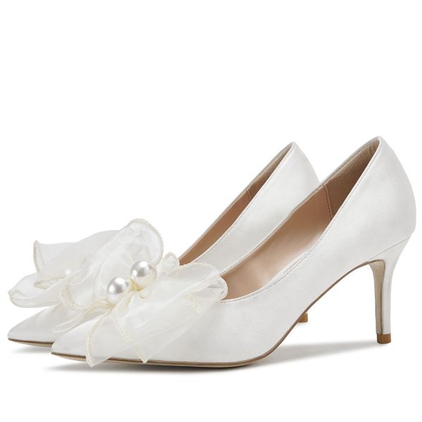 2020 shoes white wedding banquet women's shoes, new fairy satin toe pearl bow stiletto high heels ev5h, Black
2020 shoes white wedding banquet women's shoes, new fairy satin toe pearl bow stiletto high heels ev5h, Black