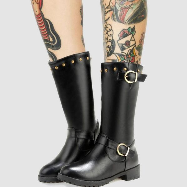 boots brand big size 33-46 skidproof rubber sole slip on riding mid-calf rivets winter shoes women, Black
boots brand big size 33-46 skidproof rubber sole slip on riding mid-calf rivets winter shoes women, Black