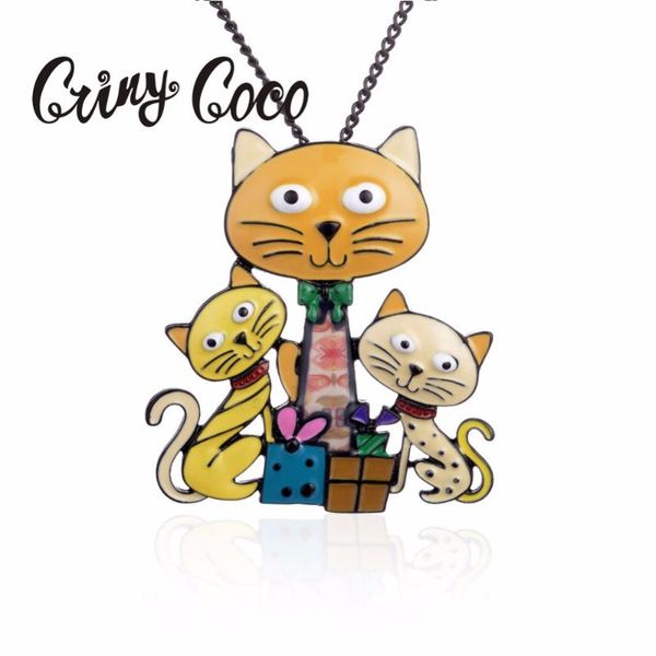 pendant necklaces three cats necklace for women creative christmas gifts enamel alloy animal jewelry long multifunction chains, Silver
pendant necklaces three cats necklace for women creative christmas gifts enamel alloy animal jewelry long multifunction chains, Silver