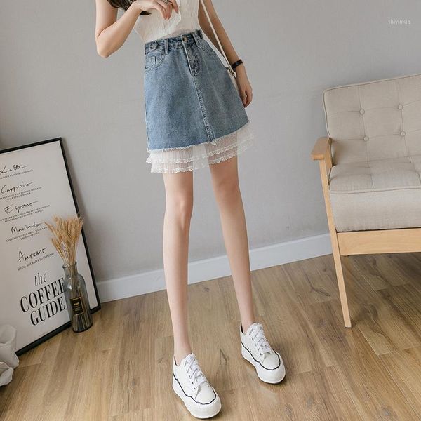 super fire skirt 2020 spring and summer new korean retro student mesh stitching a-line denim skirt1, Black
super fire skirt 2020 spring and summer new korean retro student mesh stitching a-line denim skirt1, Black