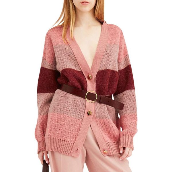 casual striped hit color cardigans for women v neck long sleeve high waist with sashes loose sweater female fashion clothing, White
casual striped hit color cardigans for women v neck long sleeve high waist with sashes loose sweater female fashion clothing, White