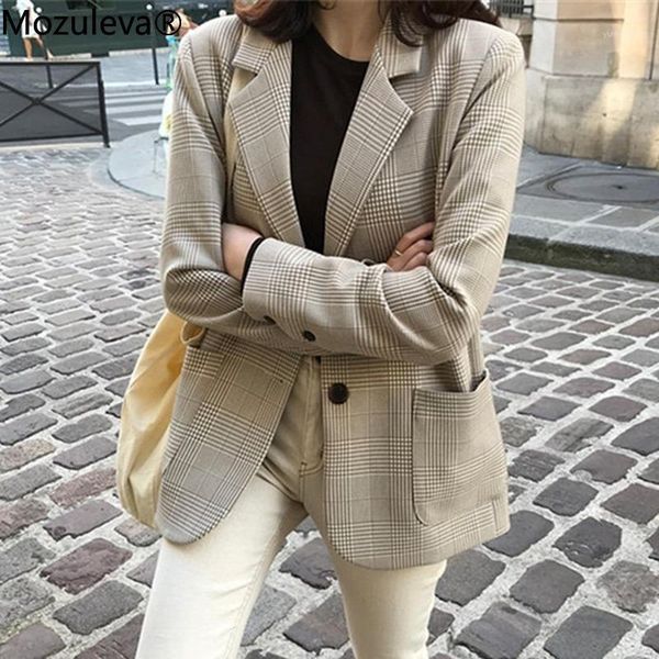 mozuleva 2020 autumn winter women's blazers elegant plaid casual buttons pockets jackets notched vintage wild, White;black
mozuleva 2020 autumn winter women's blazers elegant plaid casual buttons pockets jackets notched vintage wild, White;black