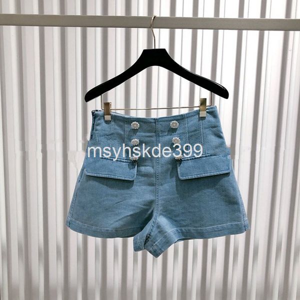 women's jeans french minority spring and summer high waist nail drill button slim denim shorts pants women's fashion, Blue 
women's jeans french minority spring and summer high waist nail drill button slim denim shorts pants women's fashion, Blue