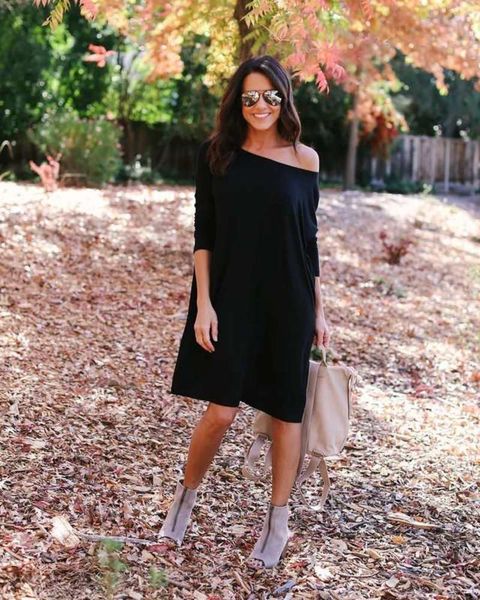 frame y039 pull pure casual cotton fall shoulder solid color loose long sleeve dress, Black;gray
frame y039 pull pure casual cotton fall shoulder solid color loose long sleeve dress, Black;gray