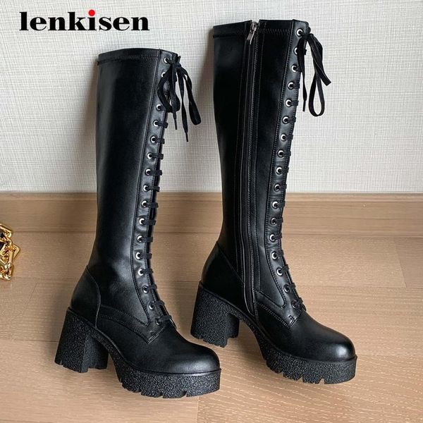 boots lenkisen equestrian natural leather european design round toe thick high heel zip platform nightclub knee-high l41, Black
boots lenkisen equestrian natural leather european design round toe thick high heel zip platform nightclub knee-high l41, Black
