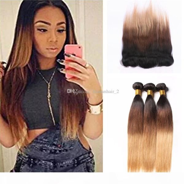 honey blonde ombre lace frontal with bundles three tone 1b 4 27 silky straight indian hair with 13*4 lace frontal closure, Black;brown
honey blonde ombre lace frontal with bundles three tone 1b 4 27 silky straight indian hair with 13*4 lace frontal closure, Black;brown