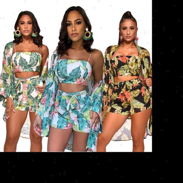 women floral 3pcs set crop short trousers long sleeve cape 2021 new summer fashion clothing women set ladies floral print, Gray 
women floral 3pcs set crop short trousers long sleeve cape 2021 new summer fashion clothing women set ladies floral print, Gray