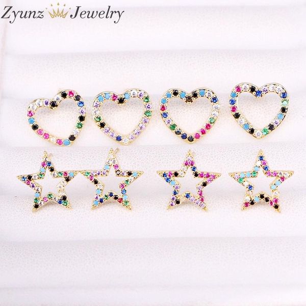 stud 10pairs, rainbow heart / star shape earring studs gold color delicate zircon stone cz micro pave women earrings, Golden;silver
stud 10pairs, rainbow heart / star shape earring studs gold color delicate zircon stone cz micro pave women earrings, Golden;silver