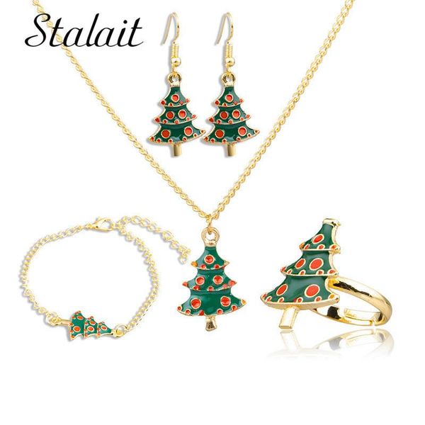 fashion enamel christmas green tree necklace earrings bracelets ring sets women girl christmas gold color jewelry, Silver
fashion enamel christmas green tree necklace earrings bracelets ring sets women girl christmas gold color jewelry, Silver