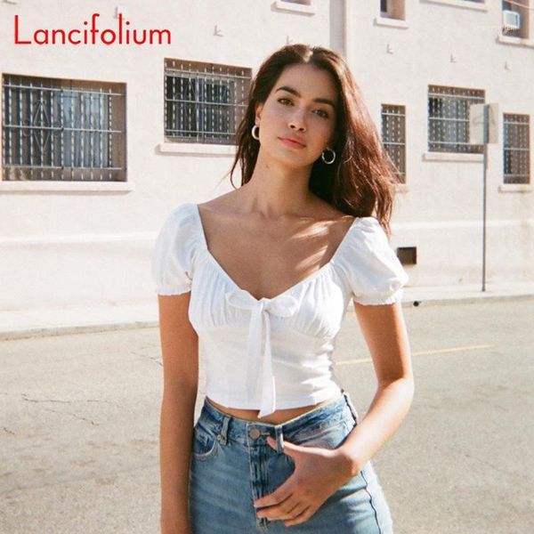 women's t-shirt tie front crop women summer short puff sleeve v neck cropped tee shirt ladies white vintage cute korean t 20211
women's t-shirt tie front crop women summer short puff sleeve v neck cropped tee shirt ladies white vintage cute korean t 20211