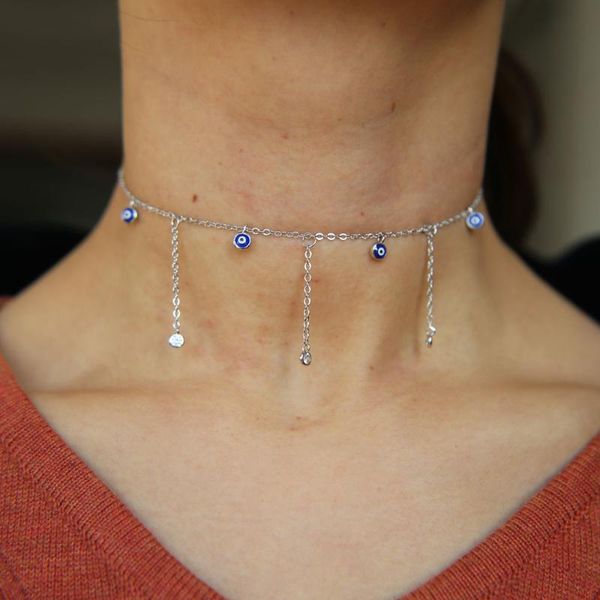 2020 fashion jewelry bezel cz evil eye round charm tassel chain delicate women ladies choker charm eye necklace, Silver
2020 fashion jewelry bezel cz evil eye round charm tassel chain delicate women ladies choker charm eye necklace, Silver