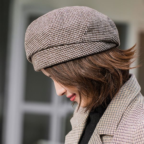 simple women wool beret for elegant lady winter female cotton hats plaid vintage octagonal casual boina autumn girl cap 201019, Blue;gray
simple women wool beret for elegant lady winter female cotton hats plaid vintage octagonal casual boina autumn girl cap 201019, Blue;gray