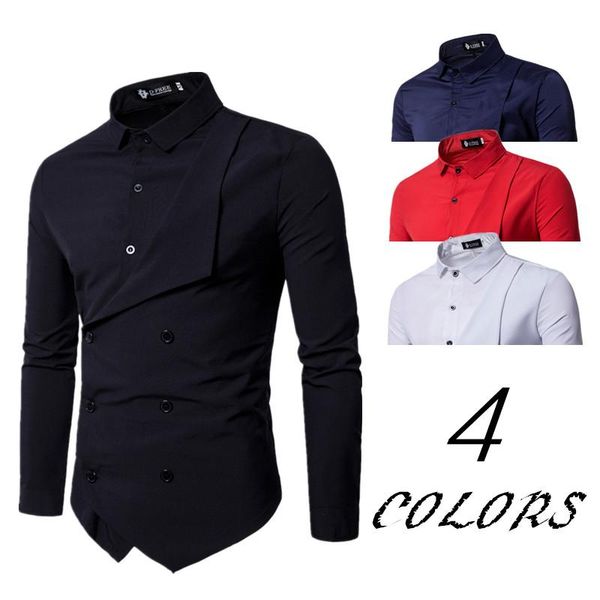 2020 spring men's brand shirt personality fake two irregular men's casual slim british long sleeve dress shirt camisa masculina, White;black
2020 spring men's brand shirt personality fake two irregular men's casual slim british long sleeve dress shirt camisa masculina, White;black