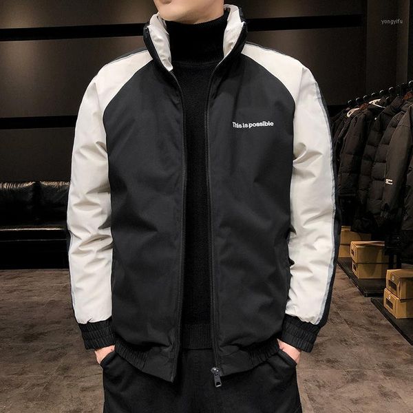 men winter warm coat fashion splice men's long sleeve stand collar embroidered letters outwear casual zipper warm down jacket1, Black
men winter warm coat fashion splice men's long sleeve stand collar embroidered letters outwear casual zipper warm down jacket1, Black