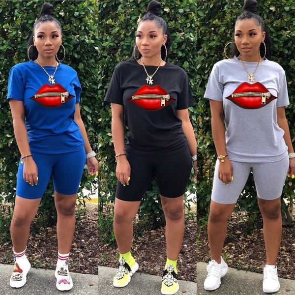 2020 women sets summer tracksuits leisure wear mouth print t-shirts+shorts suit two piece set club party street 2 pcs outfits, Gray
2020 women sets summer tracksuits leisure wear mouth print t-shirts+shorts suit two piece set club party street 2 pcs outfits, Gray