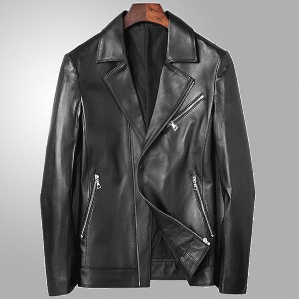 men's leather & faux fashion leisure male single phone haining head layer sheepskin chanpi motorcycle jackets coat, Black
men's leather & faux fashion leisure male single phone haining head layer sheepskin chanpi motorcycle jackets coat, Black