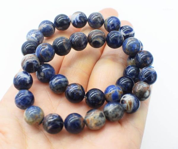 blue sodalite agate round 8/10/2mm bracelet 7.5inch fppj wholesale beads nature1, Golden;silver