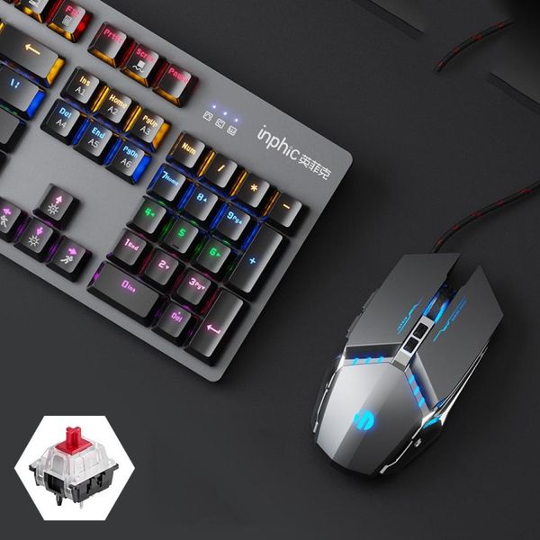 inphic v910 mechanical metal wired keyboard full-key non-rush gaming keyboard cable length 15m colour iron gray red axis mouse
inphic v910 mechanical metal wired keyboard full-key non-rush gaming keyboard cable length 15m colour iron gray red axis mouse