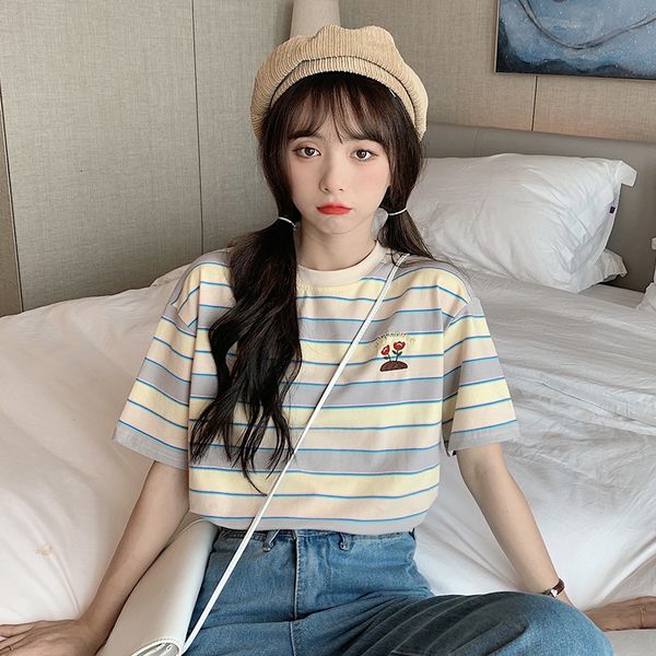 2021 new listed printing female cotton summer flower embroidered preppy t-style women's t-shirts loose sleeve short yt50265 xcem, White
2021 new listed printing female cotton summer flower embroidered preppy t-style women's t-shirts loose sleeve short yt50265 xcem, White