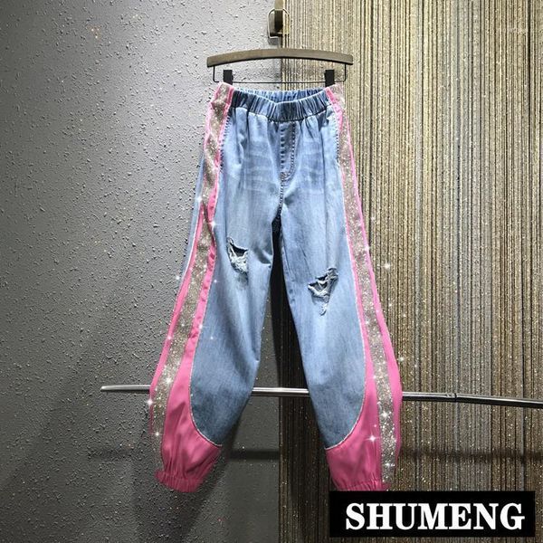 european 2020 new spring side drill color block jeans loose pants women's elastic waist leisure denim trousers femme1, Blue
european 2020 new spring side drill color block jeans loose pants women's elastic waist leisure denim trousers femme1, Blue