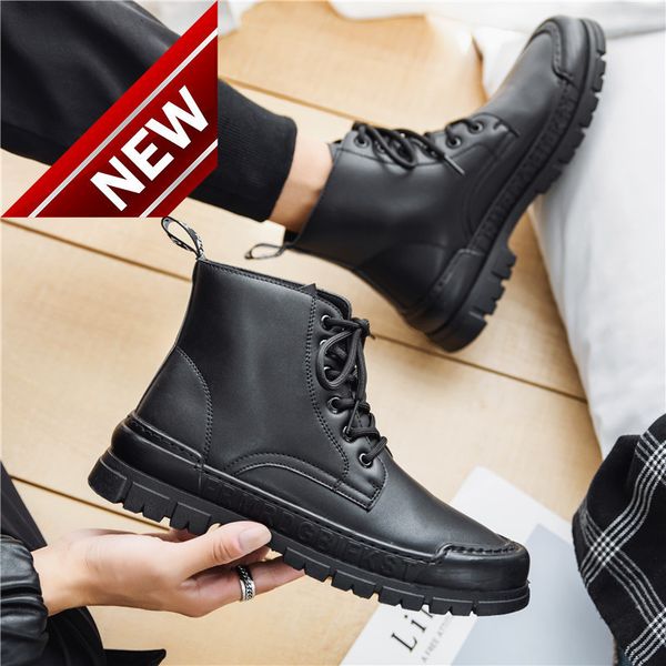 2021 new men's high martin british style youth work clothes short korean student trend leather boots, Black
2021 new men's high martin british style youth work clothes short korean student trend leather boots, Black