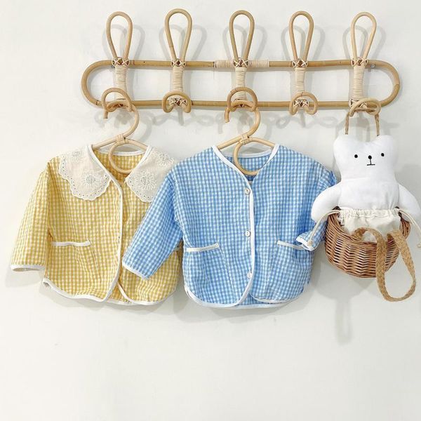 2021 new soft cotton baby girls lace collar jacket autumn long sleeve kids boys outerwear plaid children coat eee6, Blue;gray
2021 new soft cotton baby girls lace collar jacket autumn long sleeve kids boys outerwear plaid children coat eee6, Blue;gray