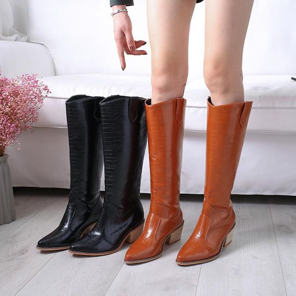 ymechic pointed toe stone pattern western boots block high heels black brown knee high long boots winter ladies cowboy shoes1
ymechic pointed toe stone pattern western boots block high heels black brown knee high long boots winter ladies cowboy shoes1