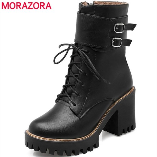 morazora fashion boots women 2020 autumn winter buckle ladies shoes high heels round toe platform lace up ankle boots for women lj201030, Black
morazora fashion boots women 2020 autumn winter buckle ladies shoes high heels round toe platform lace up ankle boots for women lj201030, Black