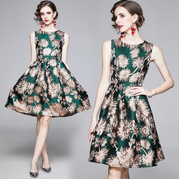 2021 new banulin spring summer fall sleeveless jacquard midi pleated women o-neck runway elegant party es vestidos jxb2, Black;gray
2021 new banulin spring summer fall sleeveless jacquard midi pleated women o-neck runway elegant party es vestidos jxb2, Black;gray